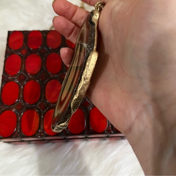 NEW Chico’s Sliced Agate + Gold Floating Pendant Long 20” Necklace Brown Tan NWT - Picture 8 of 16